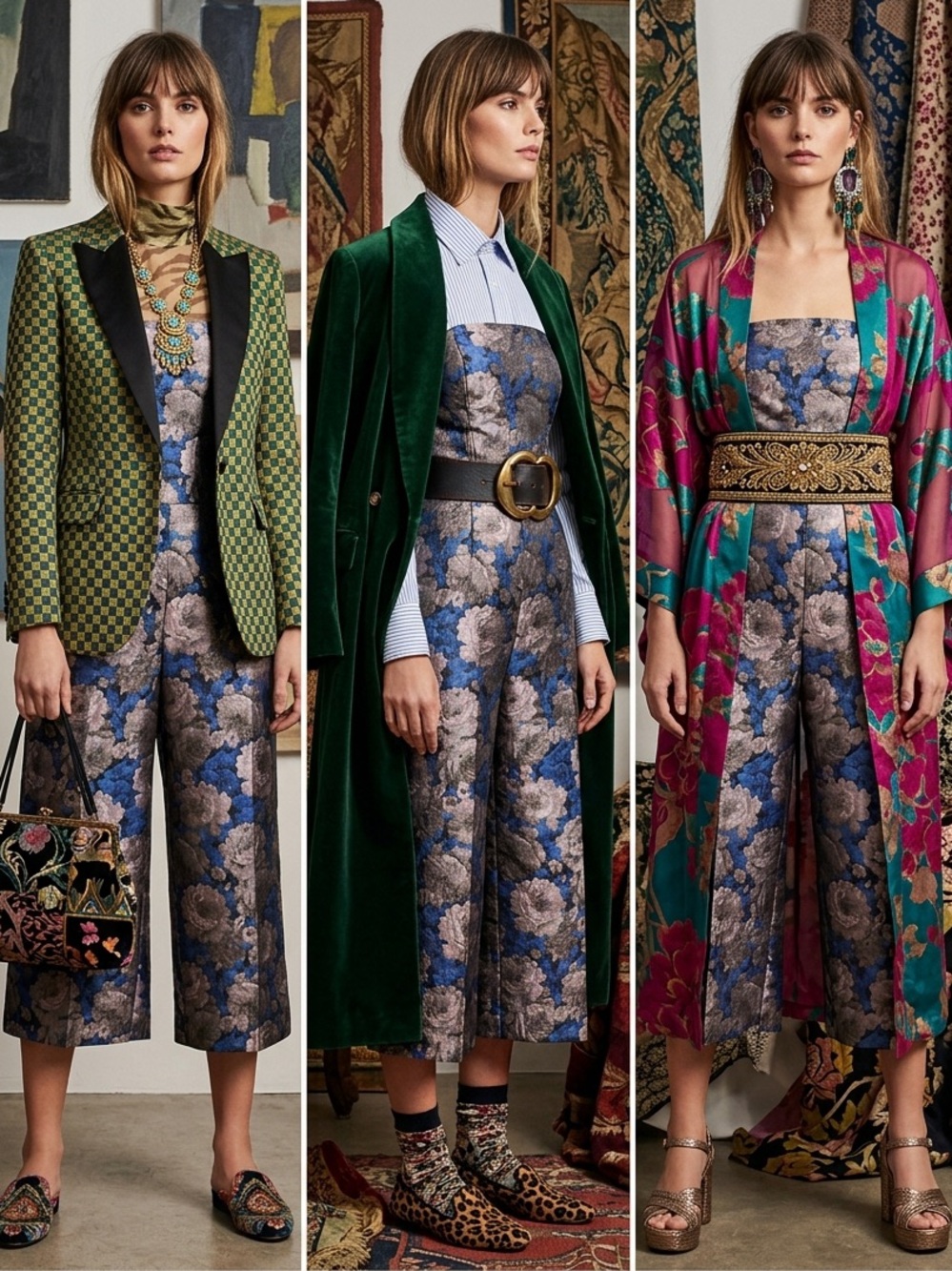 Greylin Anthropologie Brocade Jacquard Tapestry Print Jumpsuit Dries Van Noten M
